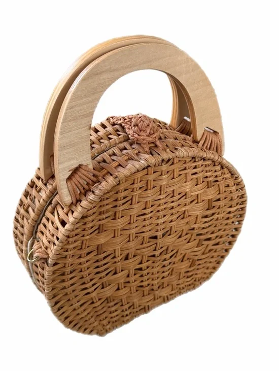 Zara Basic Collection Woven Round Handbag with Adjustable Strap - Picture 4 of 6